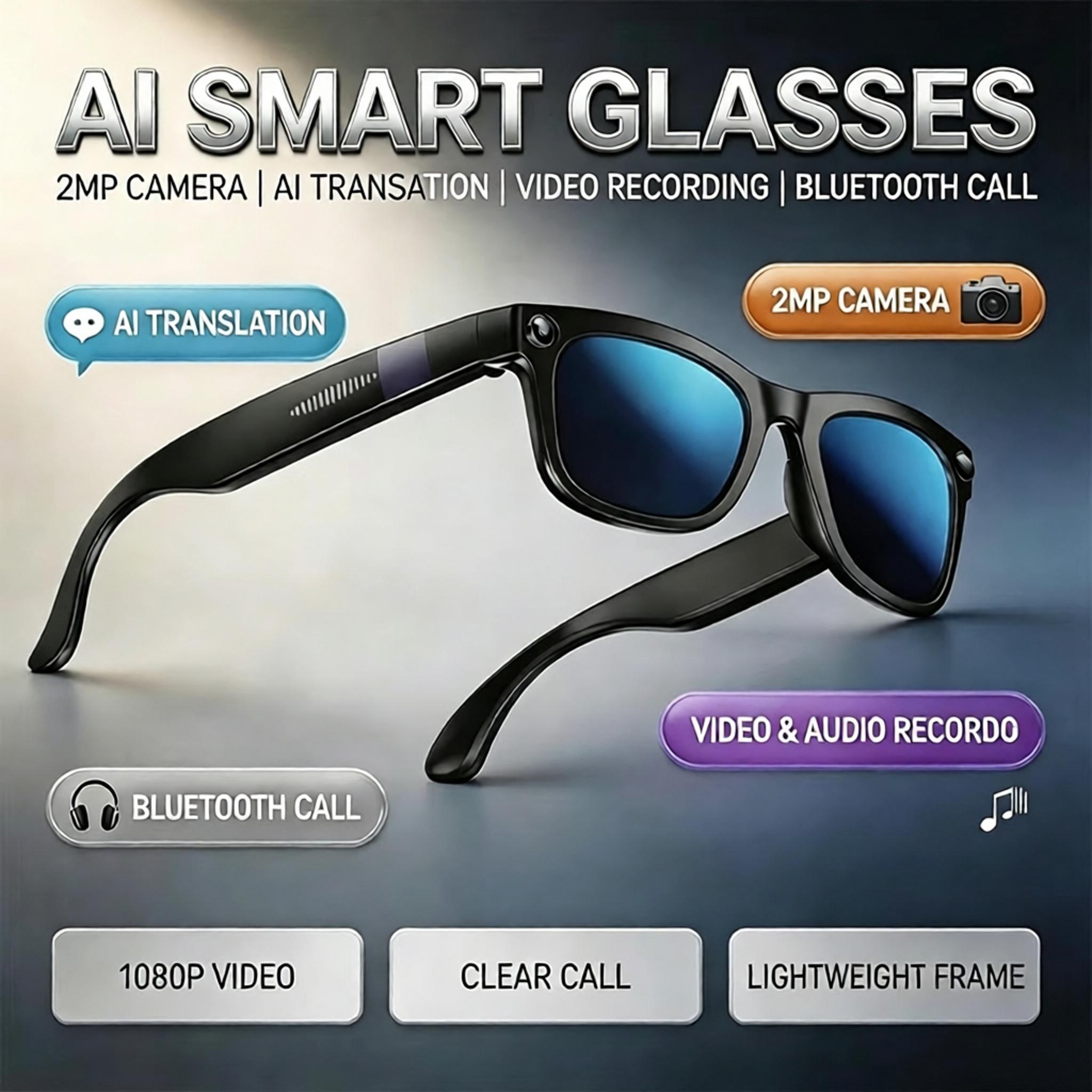 Audio Music Voice - Kacamata Pintar Bluetooth AI Baru Dengan